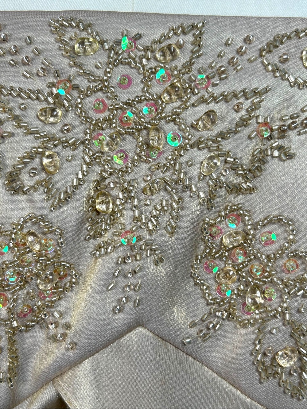 Alex Evenings Beaded Tiered Maxi Gown & Sheer Bolero Jacket Champagne 10P - Picture 9 of 15